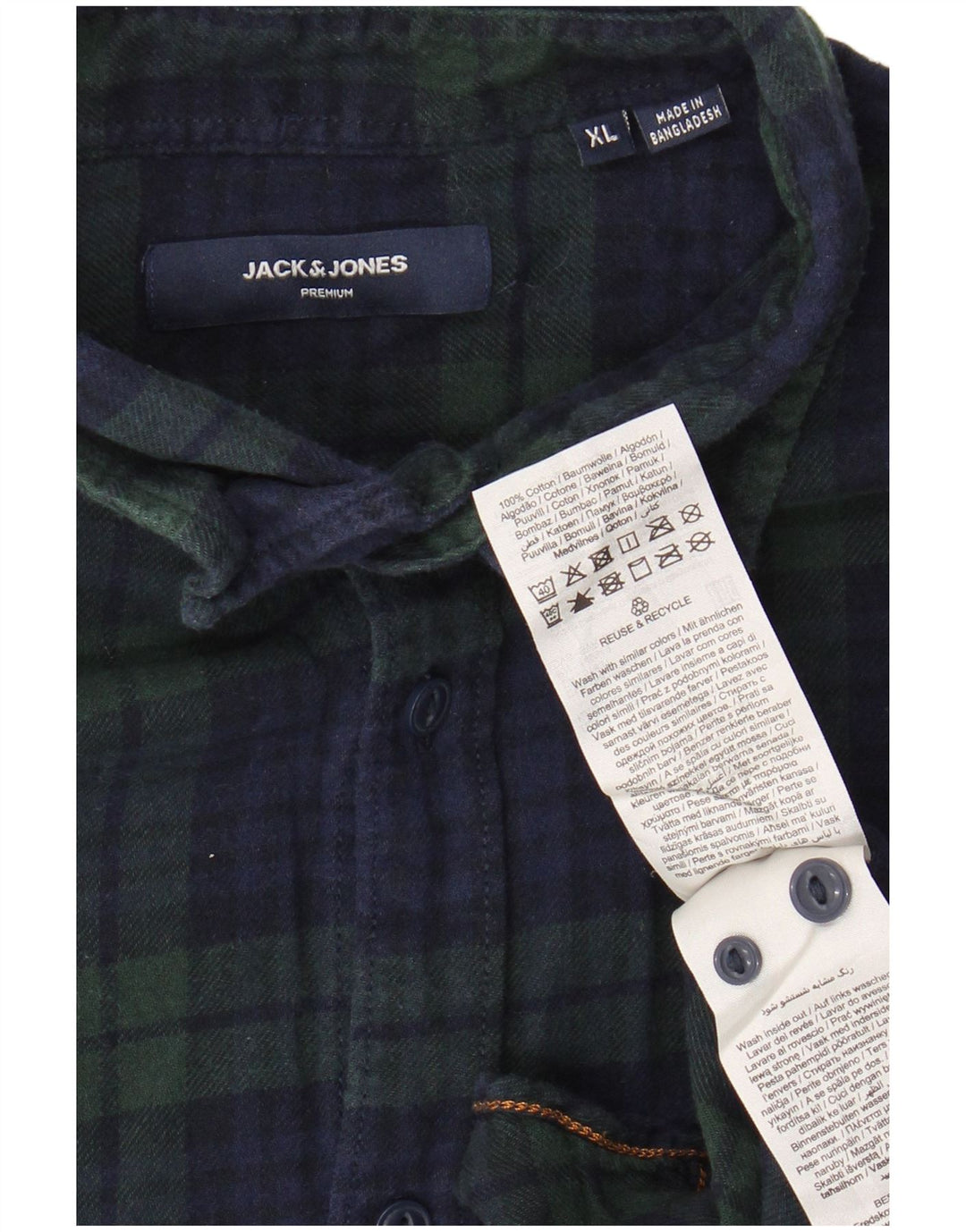 JACK & JONES Ανδρικό Premium Φανελένιο Πουκάμισο XL Navy Blue Check Cotton