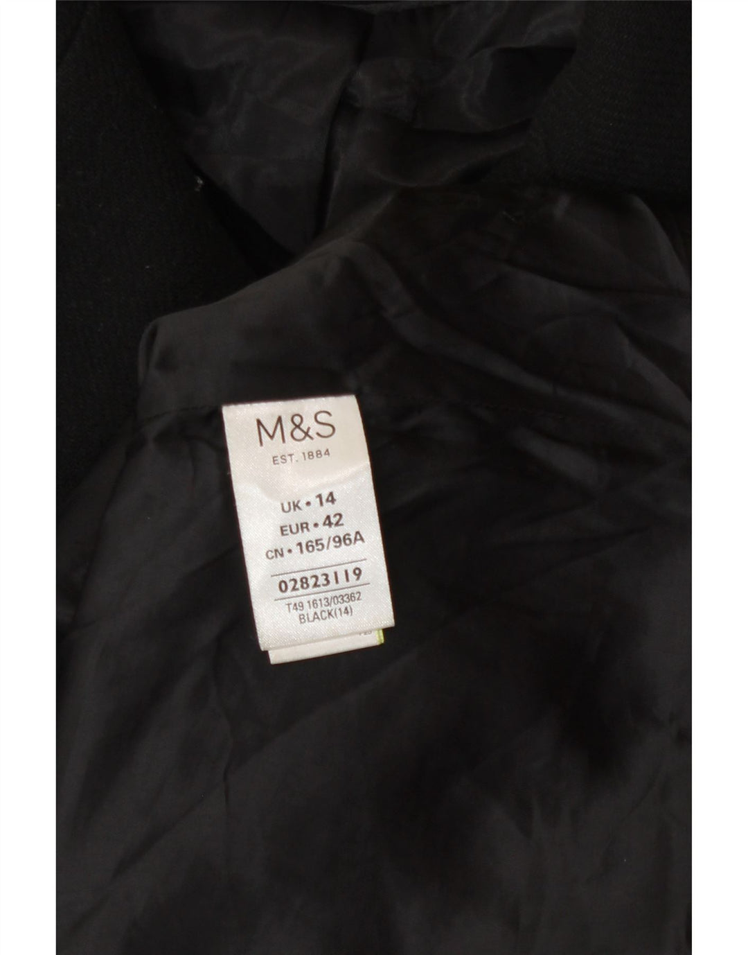 Marks & Spencer Γυναικείο Παλτό μπιζελιού UK 14 Μεγάλος Μαύρος Πολυεστέρας