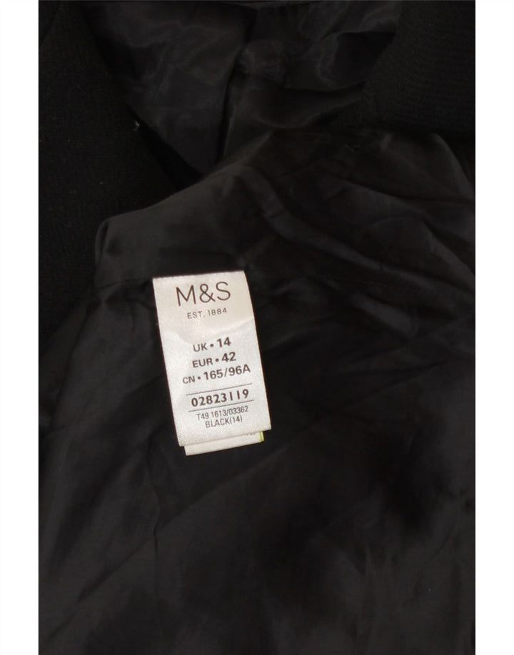 Marks & Spencer Γυναικείο Παλτό μπιζελιού UK 14 Μεγάλος Μαύρος Πολυεστέρας