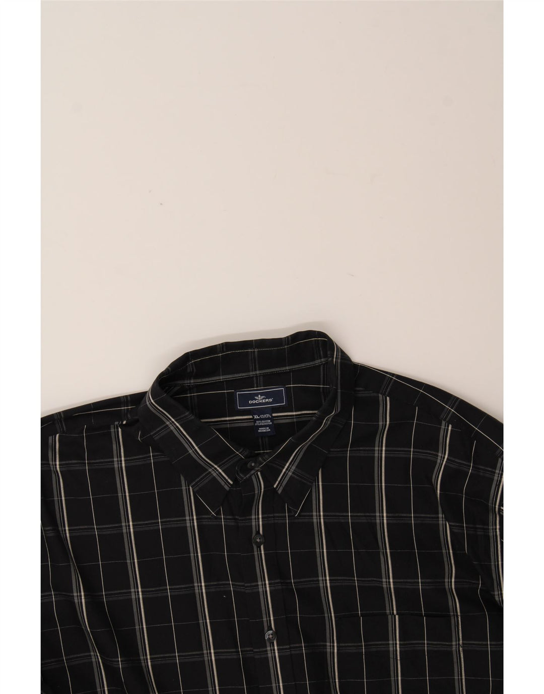 DOCKERS Mens Shirt Size 17 17 1/2 XL Black Check Cotton Vintage Dockers and Second-Hand Dockers from Messina Hembry 