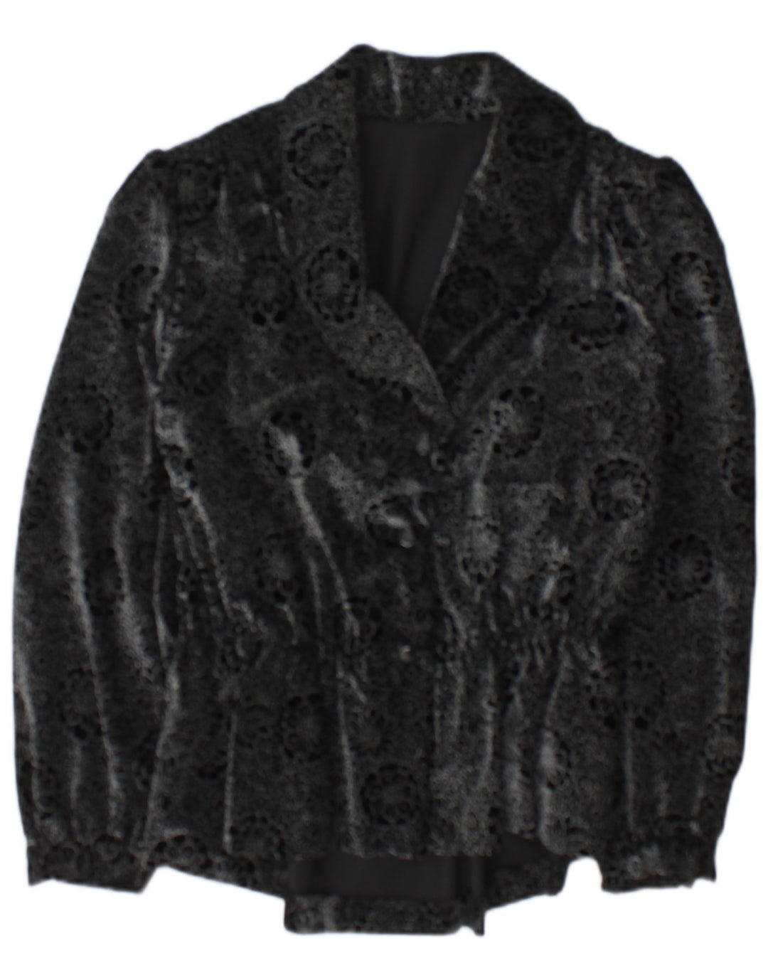 Vintage γυναικείο σακάκι 2 κουμπιών UK 14 Medium Black Floral