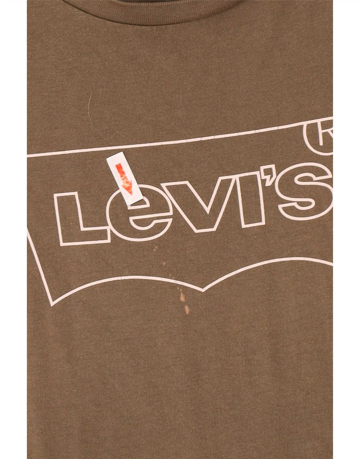 Γυναικείο γραφικό T-Shirt Levi's Top UK 14 Medium Khaki