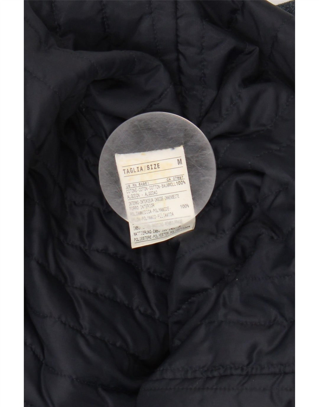 BENETTON Womens Overcoat UK 14 Medium Navy Blue Cotton Vintage Benetton and Second-Hand Benetton from Messina Hembry 