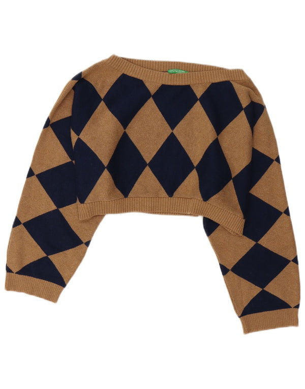 Γυναικείο πουλόβερ Benetton Loose Fit Boat Neck Jumper UK 14 Medium Brown