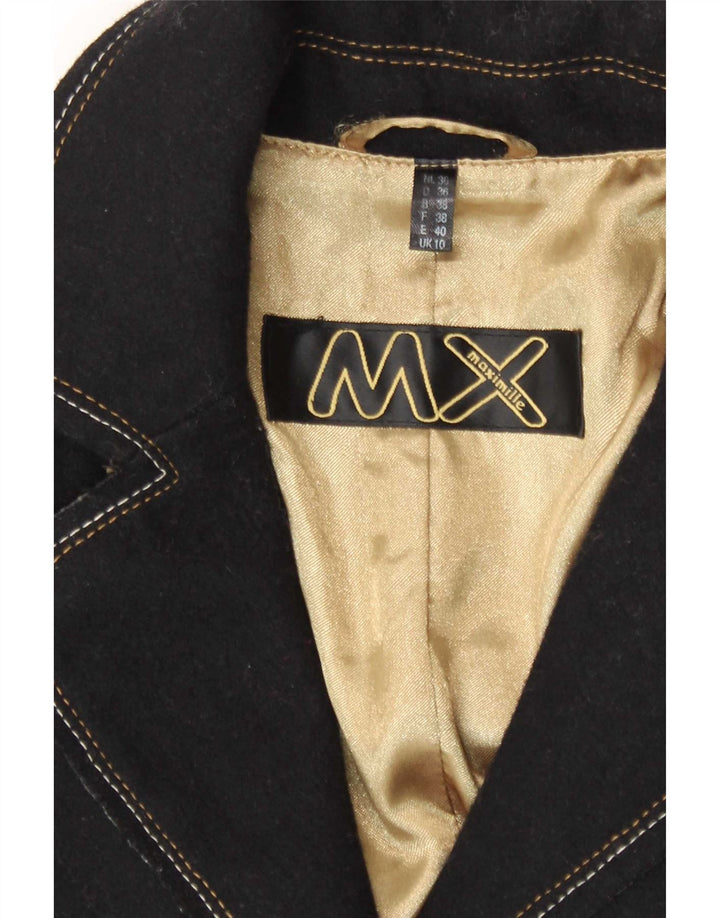 Vintage Γυναικείο Στρατιωτικό Παλτό UK 10 Small Black Wool Classic