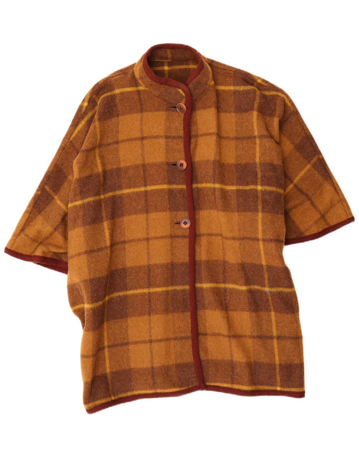 Vintage Γυναικείο Loose Fit Παλτό Poncho One Size Καφέ Καρό