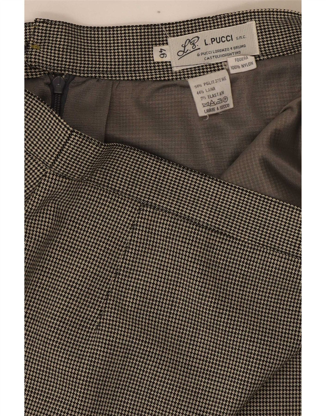 L.Pucci Γυναικεία Pencil Φούστα IT 46 Large W30 Μαύρο Houndstooth Πολυεστέρας