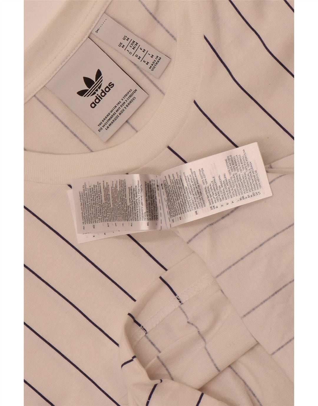 Ανδρικό γραφικό T-Shirt Adidas Top Βαμβακερό μεσαίο λευκό ριγέ