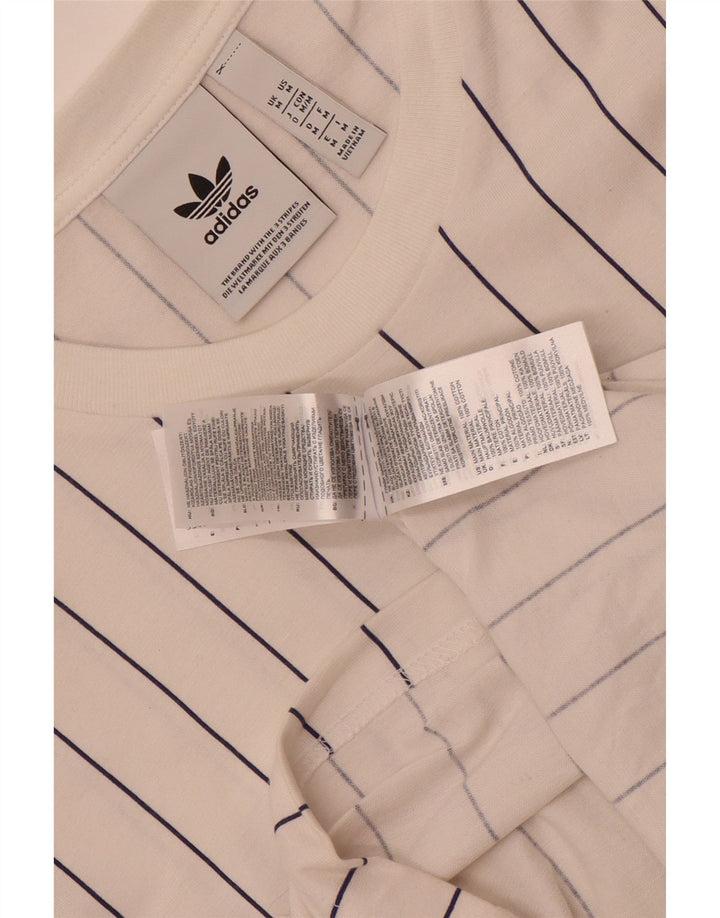 Ανδρικό γραφικό T-Shirt Adidas Top Βαμβακερό μεσαίο λευκό ριγέ