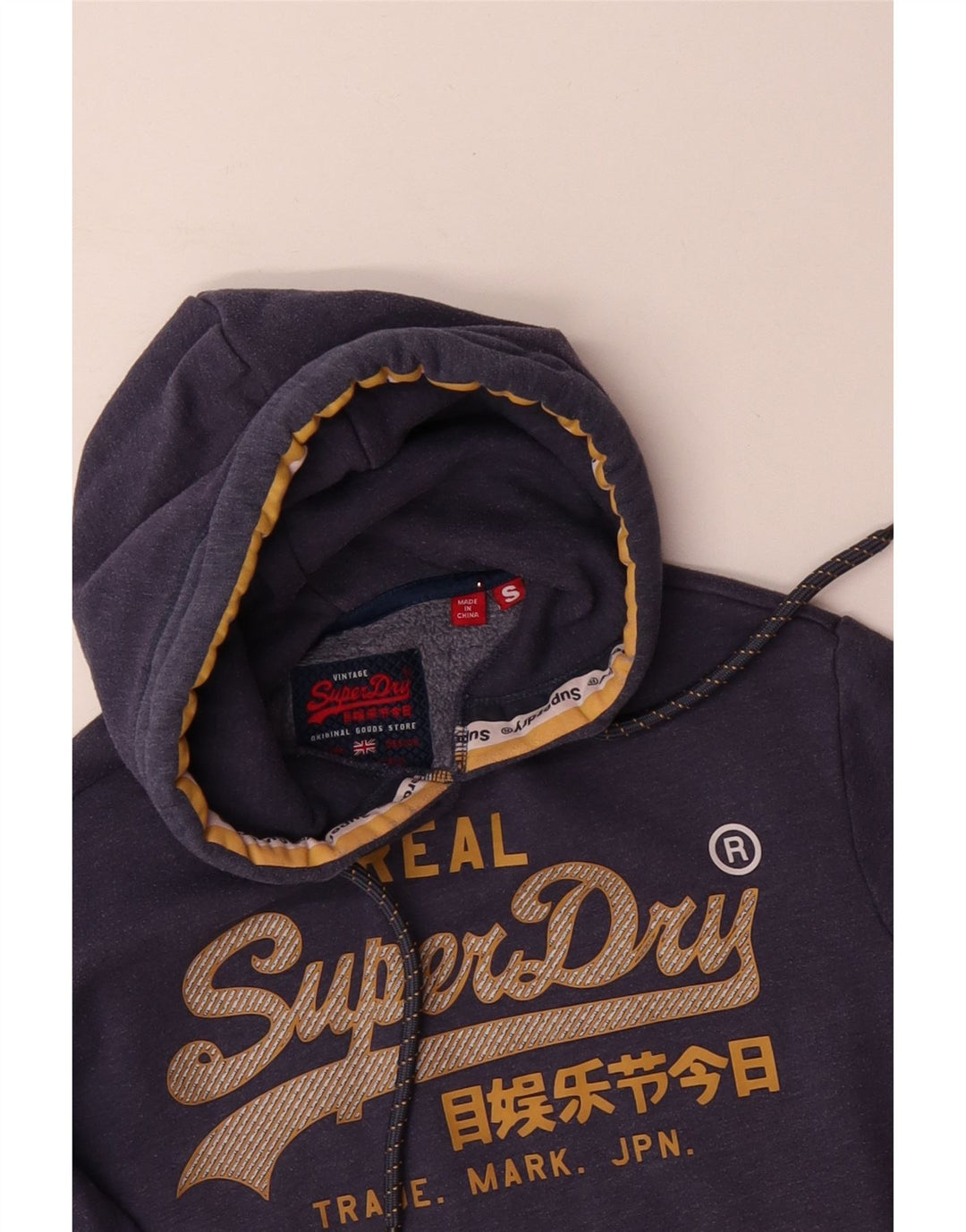Ανδρικό γραφικό κουκούλα SUPERDRY Μικρός πολυεστέρας σε μπλε ναυτικό