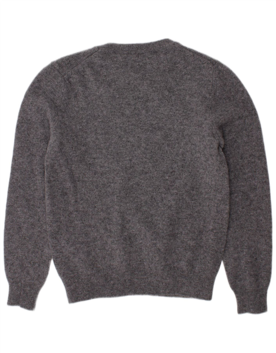 BENETTON Girls Crew Neck Jumper πουλόβερ 9-10 ετών Γκρι μαλλί Merino
