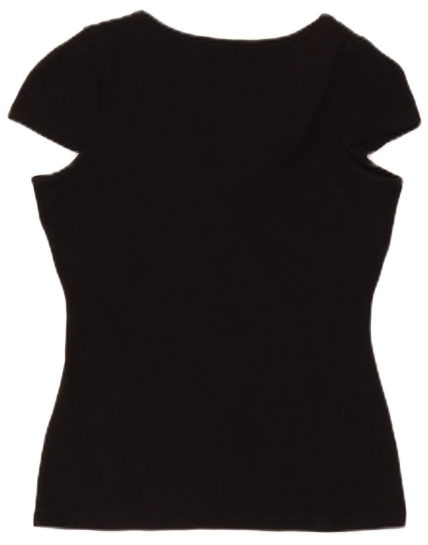 ZARA Womens Blouse Top UK 12 Medium Black Viscose