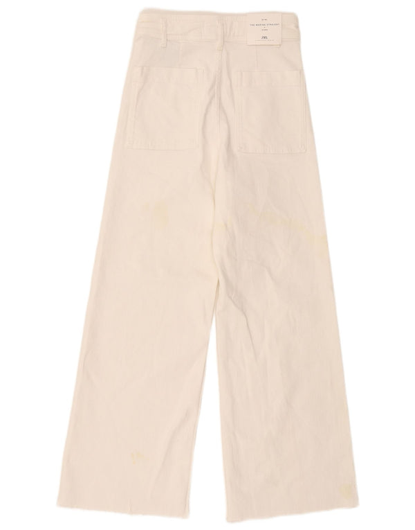 Zara Womens The Marine Straight Jeans EU 38 Small W28 L28 Λευκό βαμβακερό