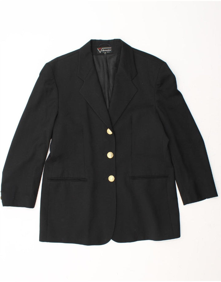 VINTAGE Womens 3/4 Sleeve 3 Button Blazer Jacket IT 42 Medium Black Vintage Vintage and Second-Hand Vintage from Messina Hembry 