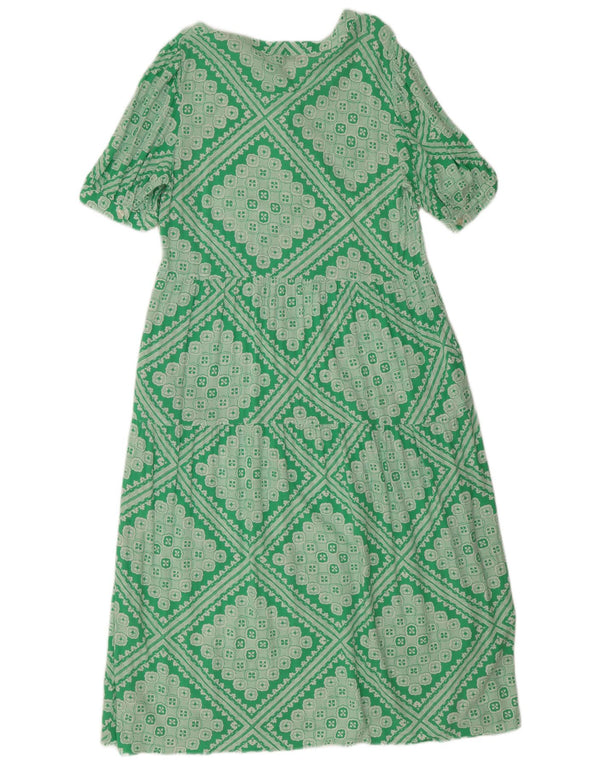 Marks & Spencer Γυναικείο κανονικό φόρεμα A-Line UK 12 Medium Green Geometric