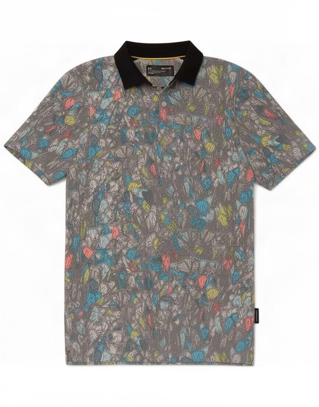Under Armor Abstract Pattern Rugby Polo Shirt Small Grey Polyester