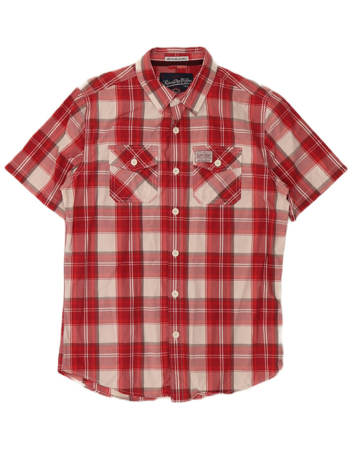 Ανδρικό κοντομάνικο πουκάμισο SUPERDRY XL Κόκκινο βαμβακερό