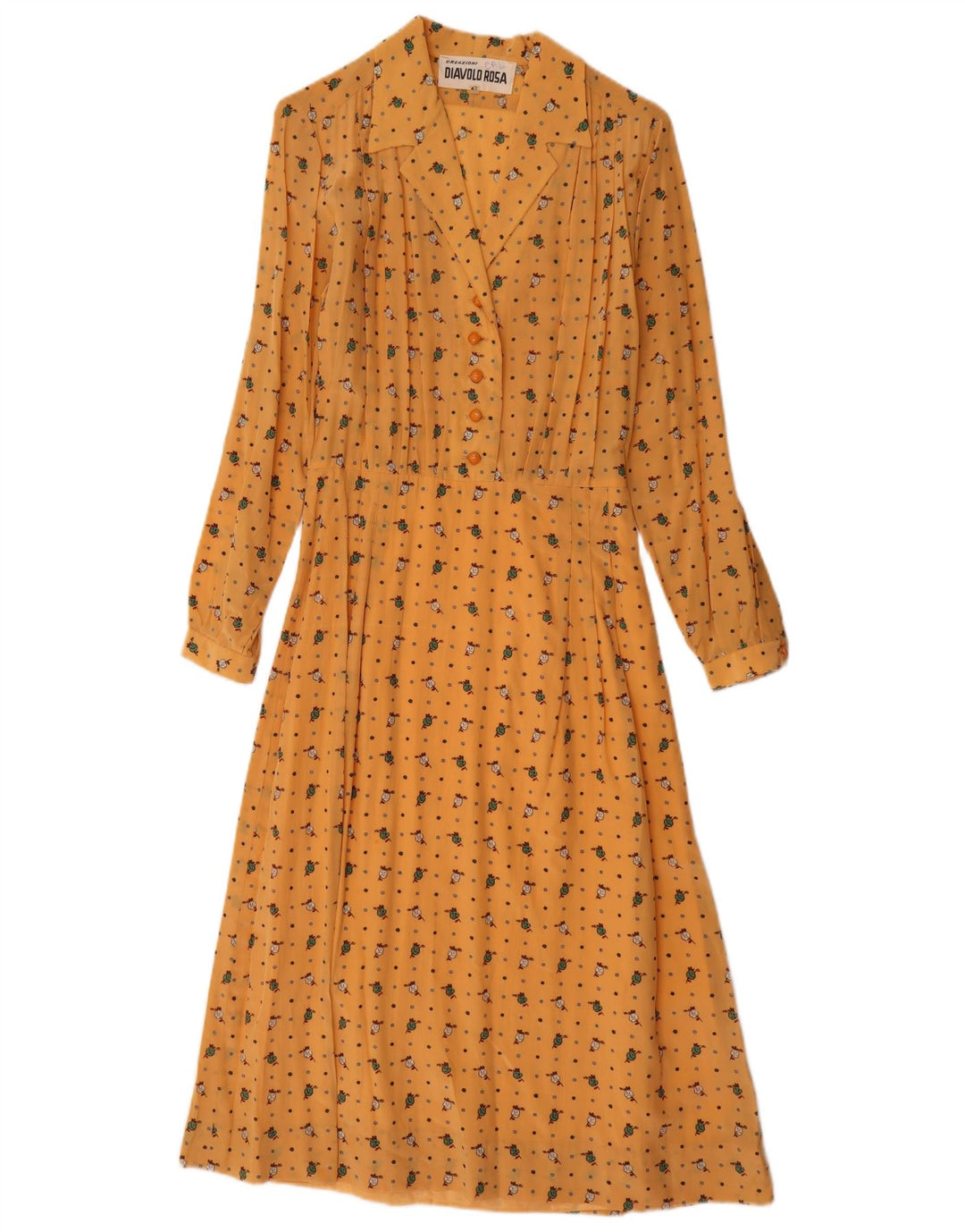Diavolo Rosa Γυναικείο Maxi Πουκάμισο πουλόβερ Φόρεμα IT 42 Medium Yellow Floral