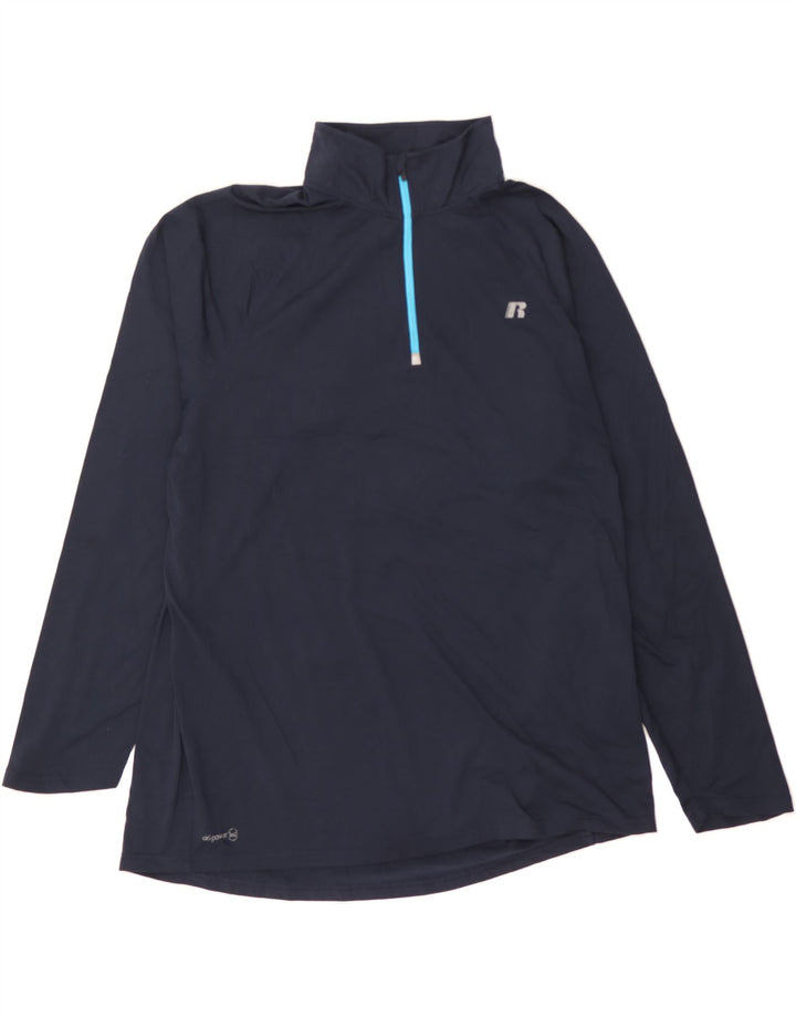 RUSSELL ATHLETIC Mens Pullover Tracksuit Top UK 46/48 XL Navy Blue Vintage Russell Athletic and Second-Hand Russell Athletic from Messina Hembry 