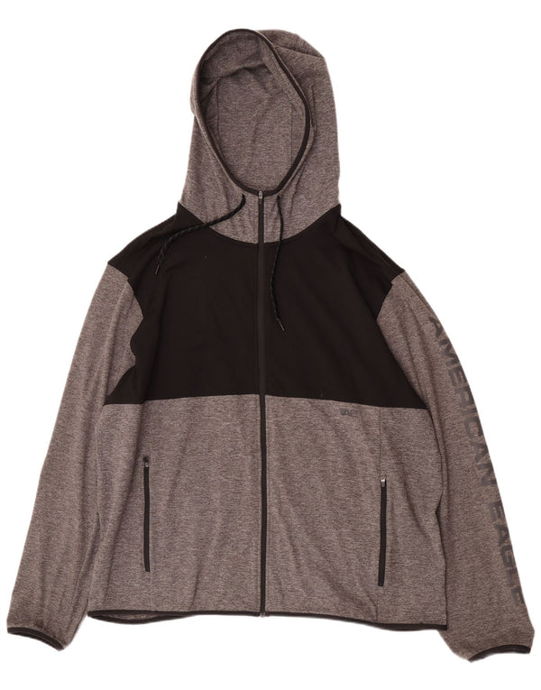 Ανδρικό πουλόβερ American Eagle με φερμουάρ με κουκούλα 2XL γκρι χρώματος