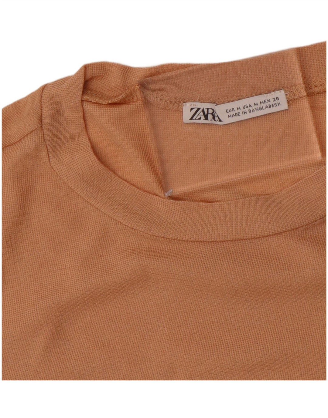 ZARA Womens Crop T-Shirt Top UK 12 Medium Brown