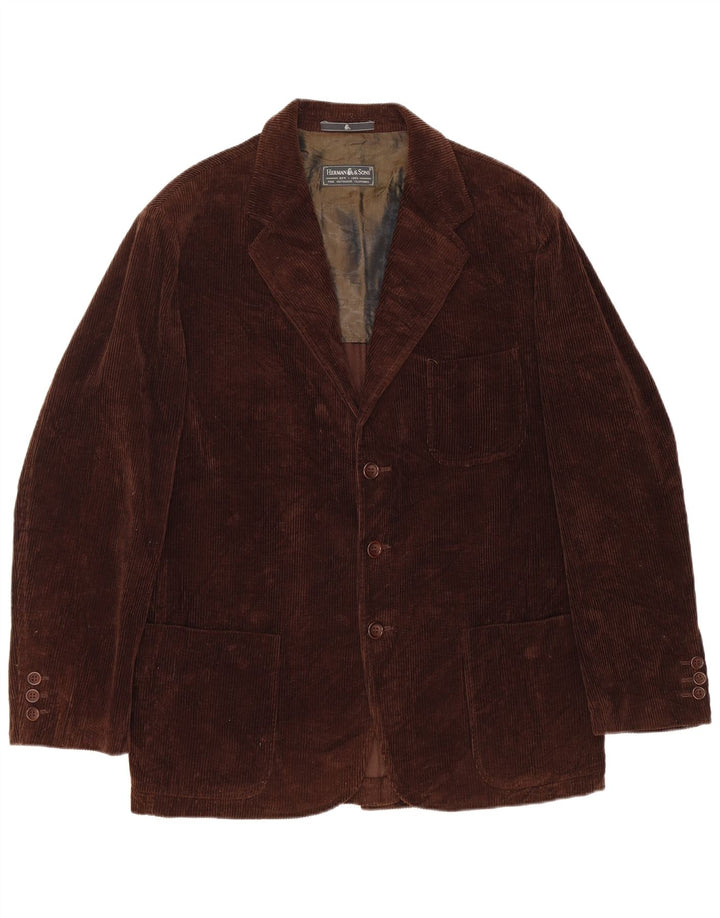 HERMAN & SONS Ανδρικό κοτλέ σακάκι με 3 κουμπιά IT 48 Μεσαίο καφέ