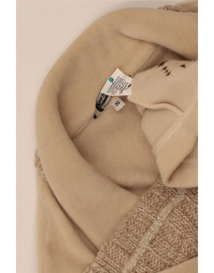 Vintage γυναικείο υπερμεγέθη Fleece Jacket UK 10 Small Beige Colourblock