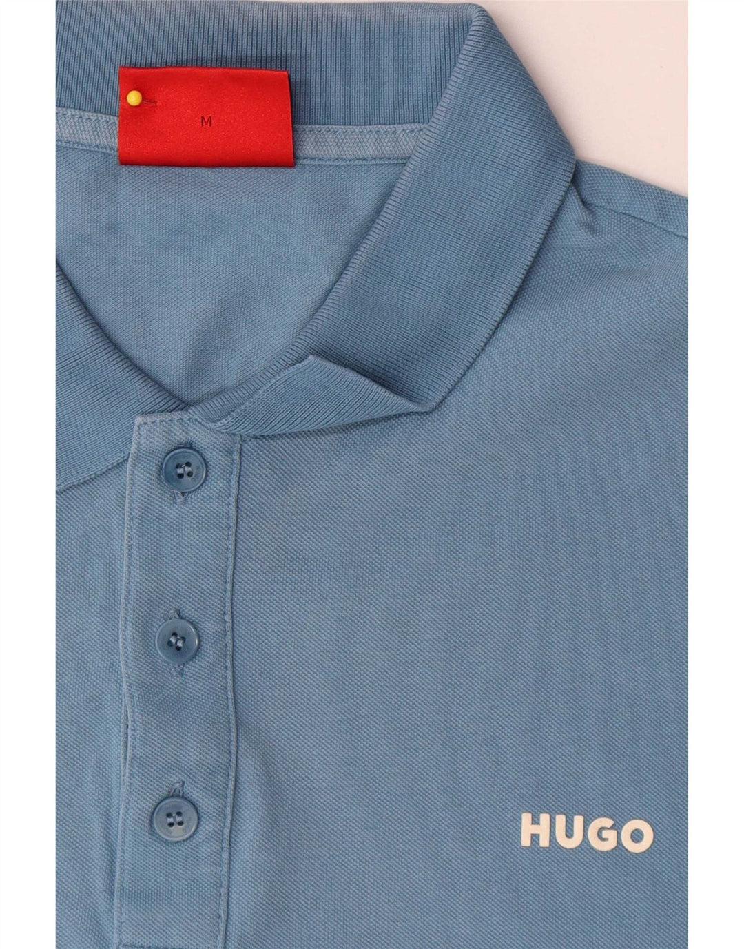 Ανδρικό πουκάμισο πόλο Hugo Boss, μεσαίο μπλε βαμβακερό