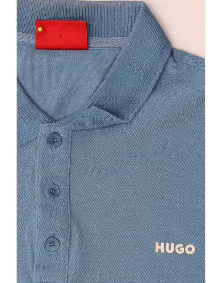 Ανδρικό πουκάμισο πόλο Hugo Boss, μεσαίο μπλε βαμβακερό
