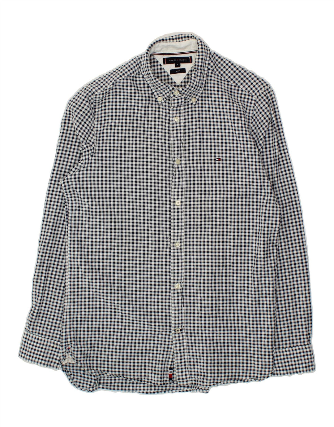 TOMMY HILFIGER Mens Slim Fit Shirt Medium Black Gingham Cotton Vintage Tommy Hilfiger and Second-Hand Tommy Hilfiger from Messina Hembry 
