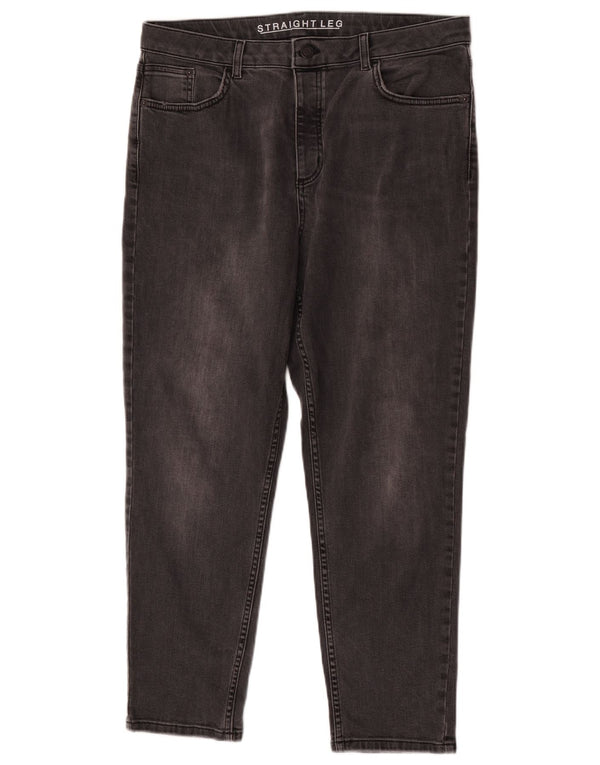 Marks & Spencer Γυναικεία ίσια τζιν UK 14 μεγάλα W32 L26 μαύρο βαμβακερό