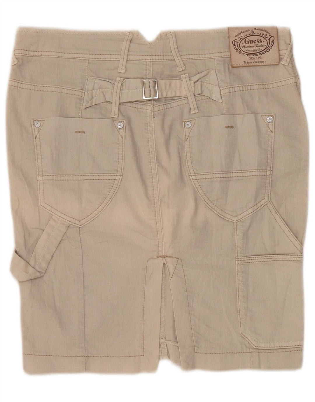 Guess Γυναικεία Τζιν Φούστα Cargo W28 Βαμβακερό μεσαίο μπεζ