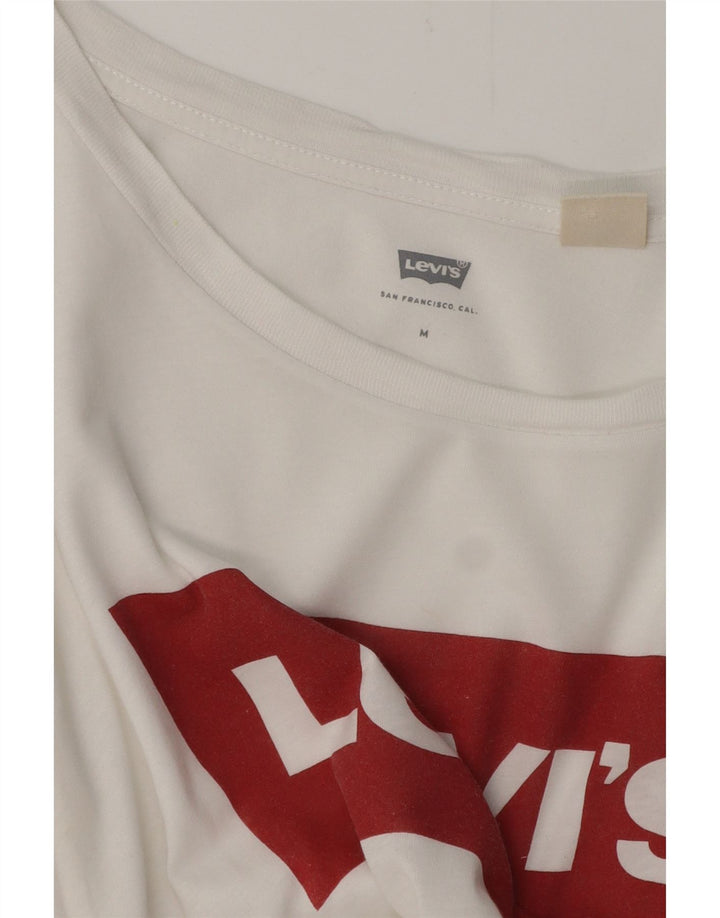 Γυναικείο γραφικό T-Shirt LEVI'S Top UK 12 Medium White
