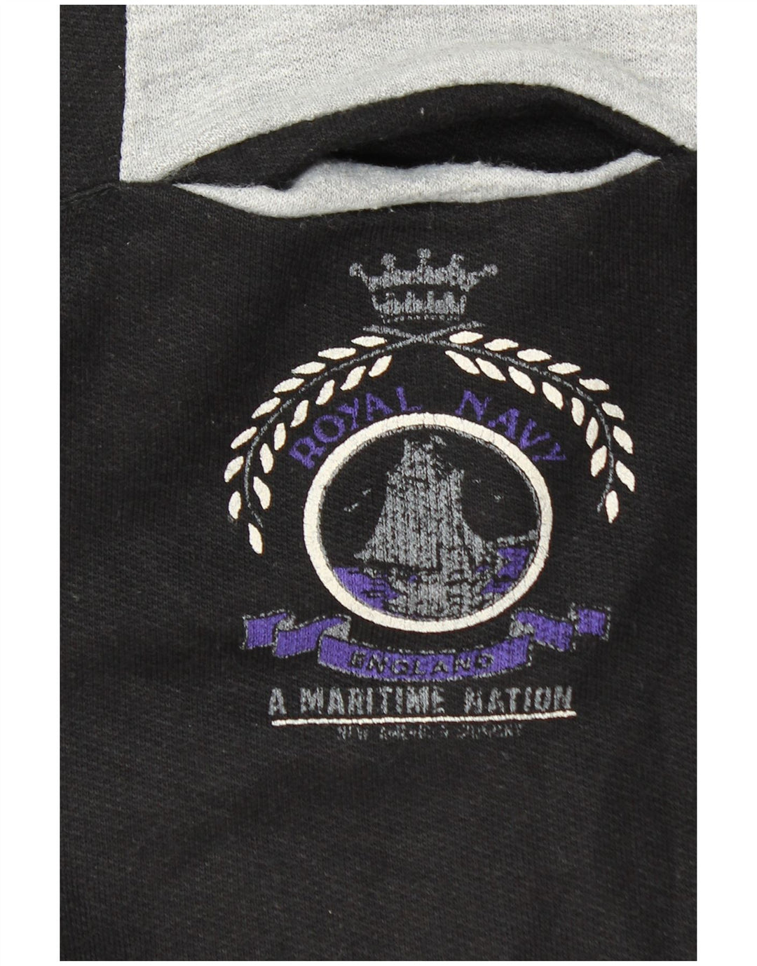 Vintage ανδρικό φούτερ πόλο με λαιμόκοψη, μεσαίο μαύρο χρώμα