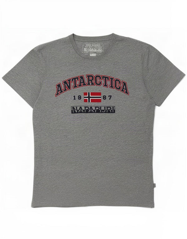 Ανδρικό γραφικό μπλουζάκι Napapijri Top Medium Grey Flecked