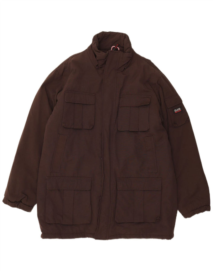 Slam Mens Utility Jacket UK 42 XL Brown Nylon