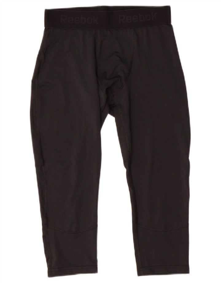 Ανδρικά γραφικά κολάν κάπρι REEBOK από μεσαίο μαύρο πολυεστέρα