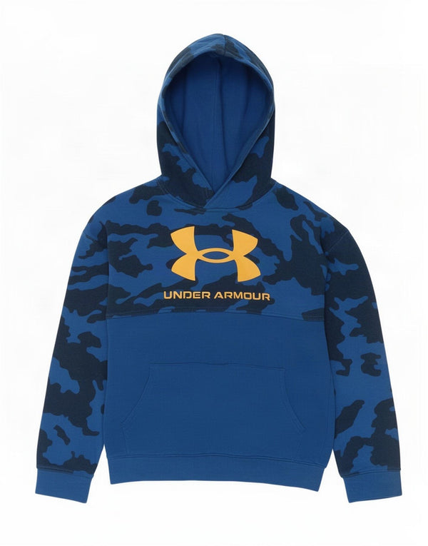 Under Armour Boys Graphic Hoodie Jumper 13-14 Years XL Navy Blue Camouflage