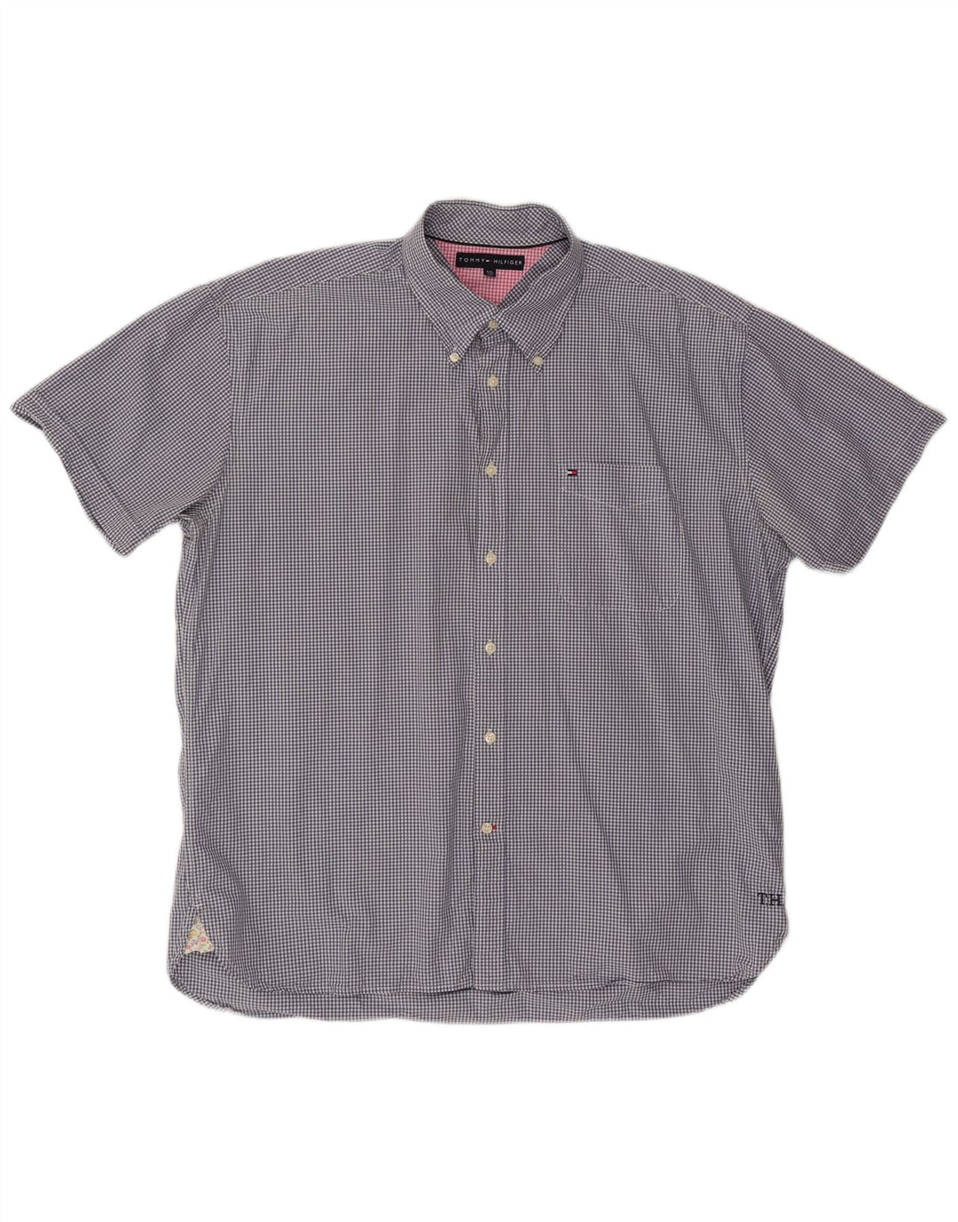 TOMMY HILFIGER Ανδρικό κοντομάνικο πουκάμισο 2XL Μπλε βαμβακερό Gingham