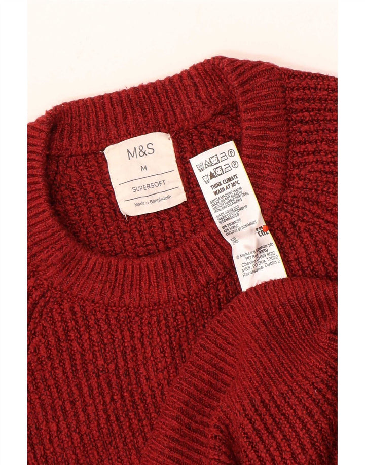 Marks & Spencer Ανδρικό πουλόβερ με λαιμόκοψη, μεσαίο κόκκινο πολυαμίδιο