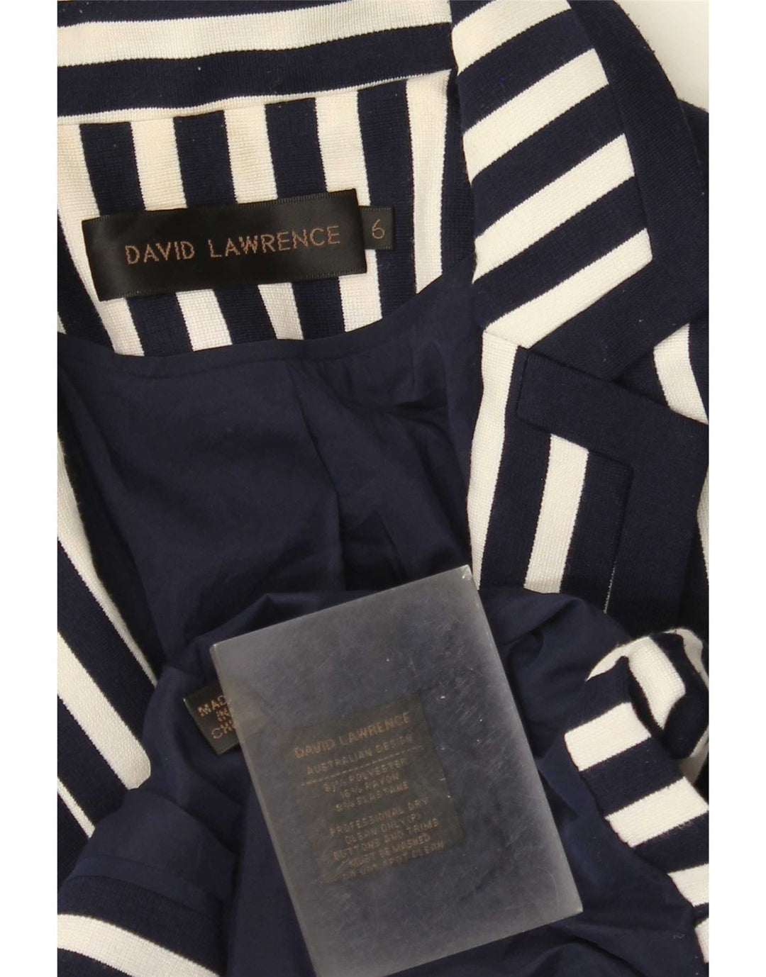 David Lawrence Γυναικείο Μπλέιζερ Μπουφάν US 6 Medium Navy Blue ριγέ