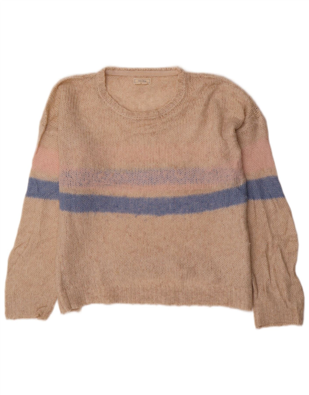 FAT FACE Γυναικείο πουλόβερ με λαιμό σκάφος UK 12 μεσαίο μπεζ ριγέ