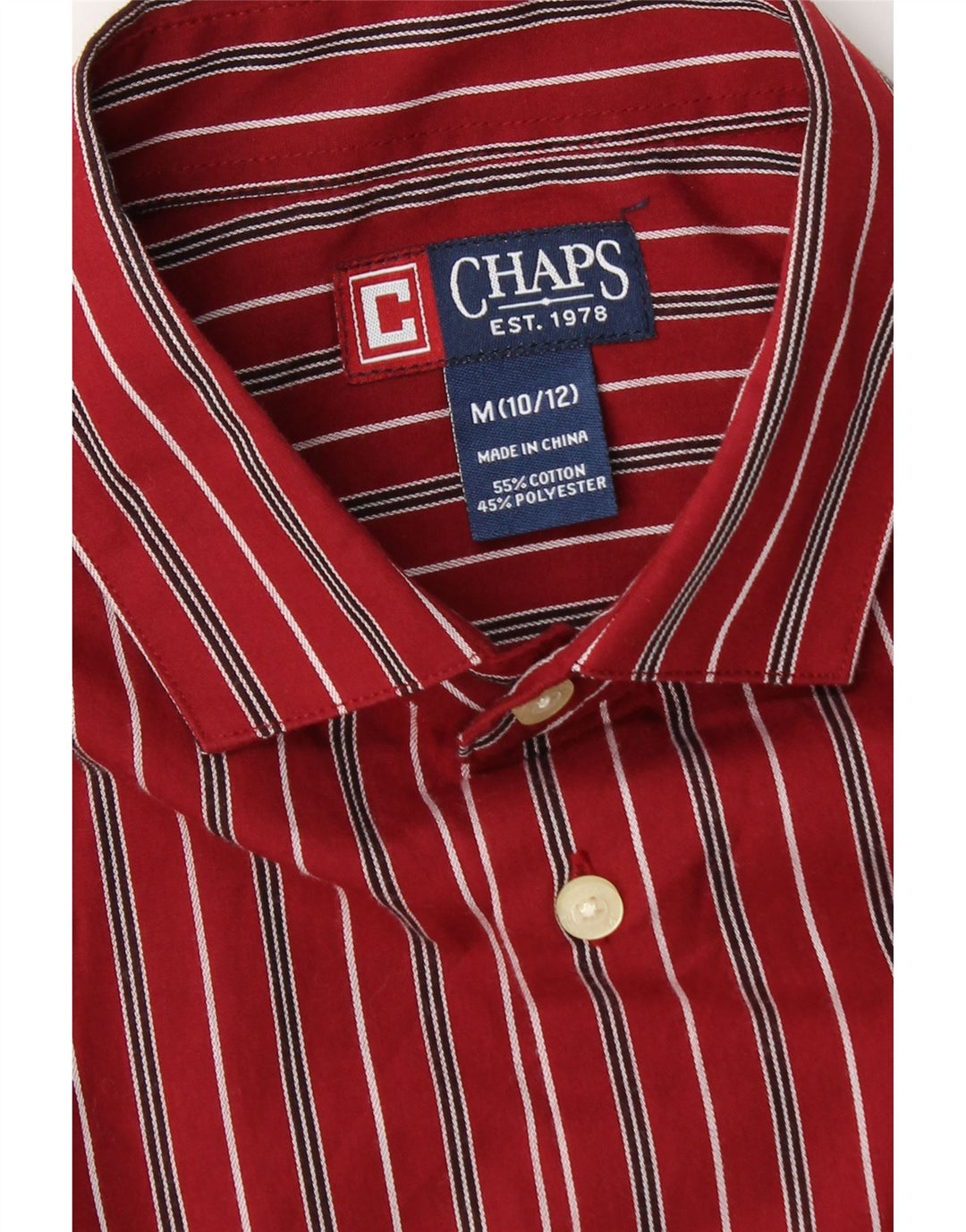 Μπλουζάκι Chaps Boys 10-11 Years Medium Burgundy Ριγέ Βαμβακερό