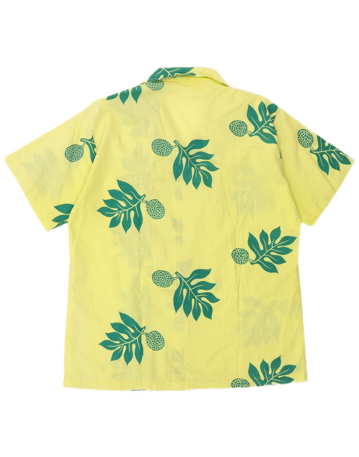 Vintage ανδρικό κοντομάνικο πουκάμισο μεσαίο κίτρινο φλοράλ