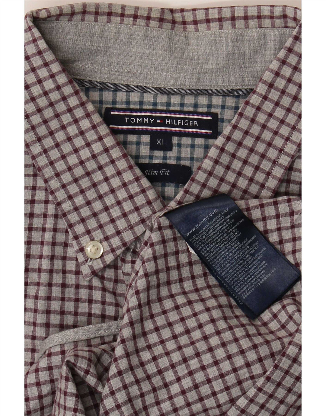 Ανδρικό πουκάμισο Tommy Hilfiger Slim Fit XL Grey Check Cotton