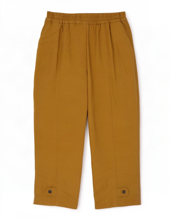 Zara Γυναικείο Παντελόνι Capri Loose Fit Medium W28 L23 Khaki Viscose