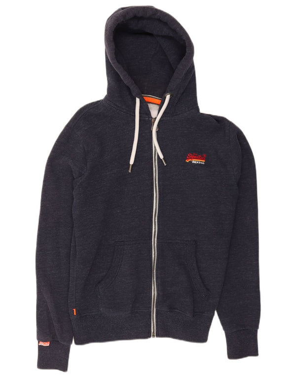 Superdry Ανδρικό πουλόβερ με κουκούλα με φερμουάρ XS Βαμβακερό μπλε ναυτικό