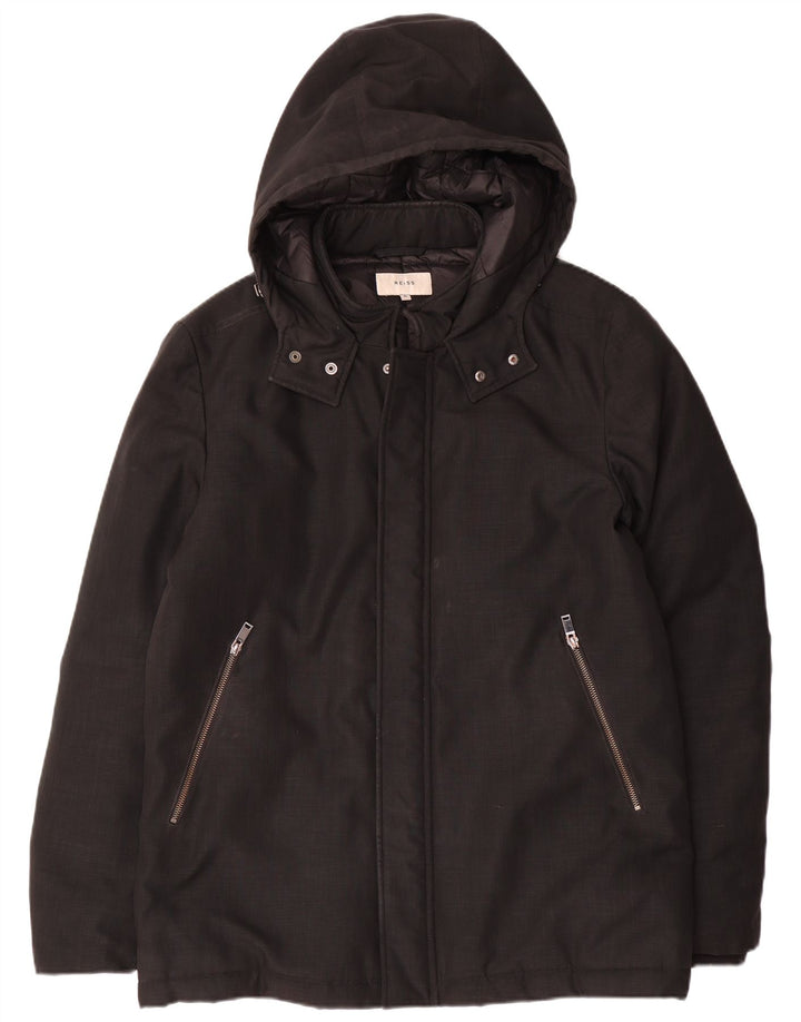 Ανδρικό μπουφάν με κουκούλα Reiss UK 42 XL μαύρο πολυεστέρα