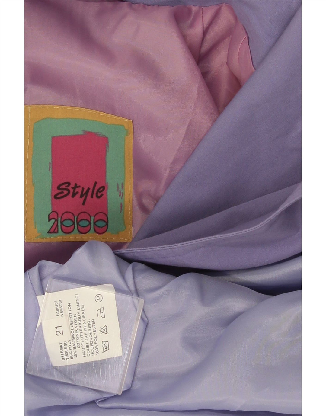Vintage γυναικείο διπλό παλτό UK 22 2XL Μωβ πολυεστέρας