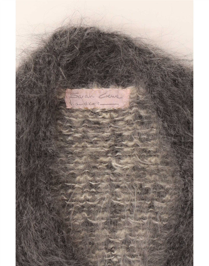 Vintage γυναικεία ζακέτα UK 12 μεσαίου γκρι Houndstooth Mohair